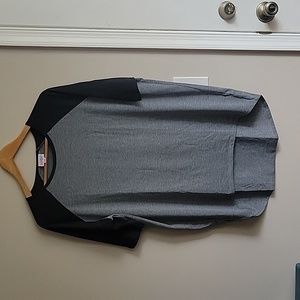EUC LuLaRoe Black & Gray Baseball Tee Irma Tunic